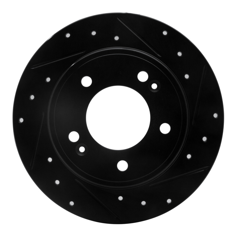 Hyundai Elantra Coupe Brake Rotor (1) - Rear Right - R1 Concepts - Drilled & Slotted - Black - `11-`25